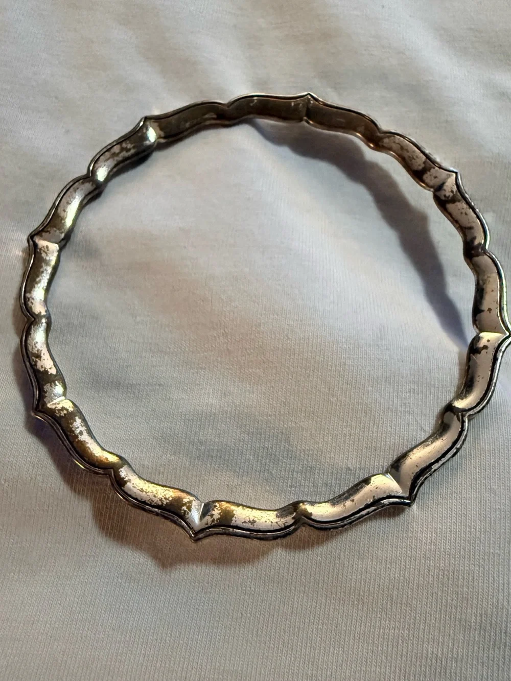 Vintage Brighton Silver Tone Scalloped Segmented Bangle Bracelet, Signed